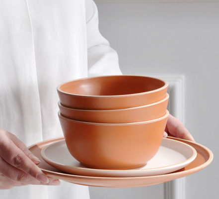 ست ظروف غذاخوری ملامینه Gufaith 12 عدد، بشقاب و کاسه 4 نفره، ست ظروف غذاخوری نشکن، ظروف غذاخوری ایده آل برای مهمانی،