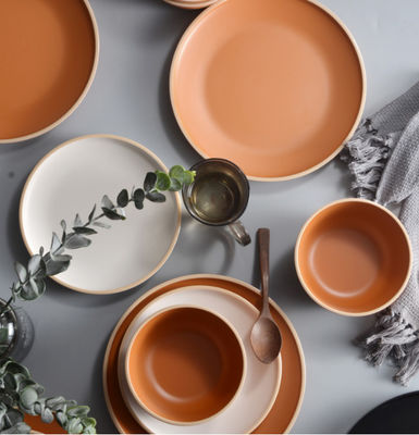 ست ظروف غذاخوری ملامینه Gufaith 12 عدد، بشقاب و کاسه 4 نفره، ست ظروف غذاخوری نشکن، ظروف غذاخوری ایده آل برای مهمانی،