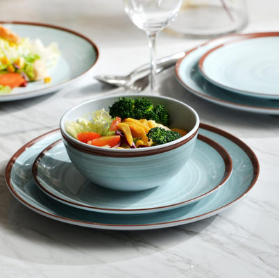 سبز 12 پی سی ملامین ظروف شام مجموعه بشقاب ها و کاسه ها Morden