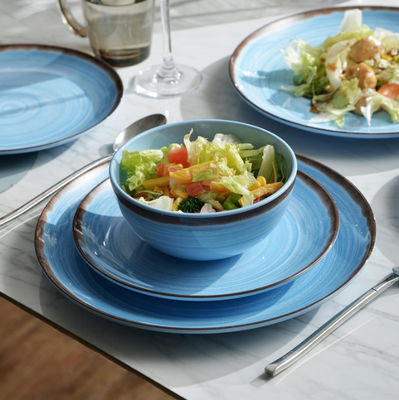 4 افراد PCS 12 Melamine Dinnerware Set رنگ آبی
